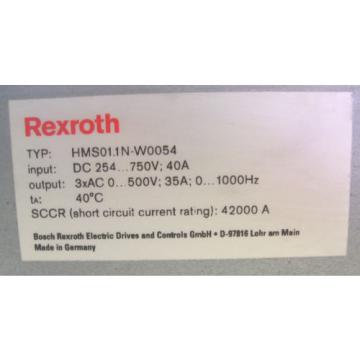 REXROTH  SERVO DRIVE  HMS011N-W0054  HMS011N-W0054-A-07-NNNN  60 Day Warranty