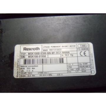 REXROTH MSK100B-0300-NN-M1-BG1-NNNN PERMANENT MAGENT MOTOR USED