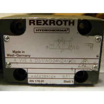 REXROTH DIRECTIONAL VALVE 4 WE 6 D51/AG24NZ4/T06 4WE6D51AG24NZ4T06 - USED