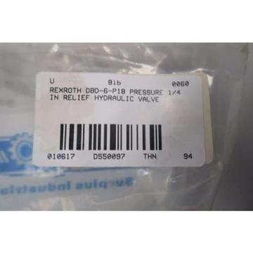 REXROTH DBD-6-P18 HYDRAULIC PRESSURE RELIEF VALVE D550097