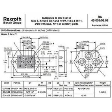 Rexroth Bosch Group G341/01 RR00424447 Hydraulic Valve Subplate, G BSP 1/4