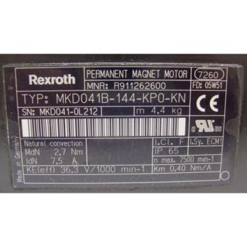 REXROTH INDRAMAT  PERMANENT MAGNET MOTOR  MKD041B-144-KP0-KN   60 Day Warranty