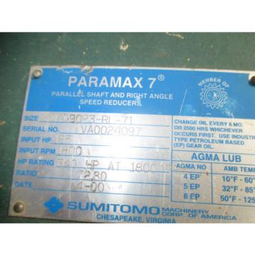 SUMITOMO PARAMAX GEAR REDUCER 7090P3 -71-1