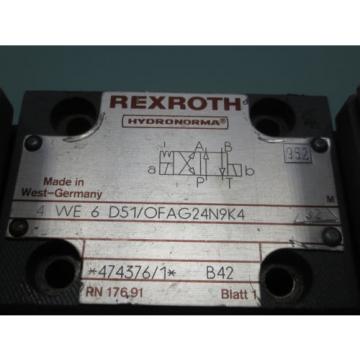 REXROTH HYDRONORMA  VALVE 4 WE6 D51/OFAG24N9K4 32 4WE6D51/OFAG24N9K432