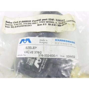 MANNESMANN REXROTH 376-002-000-1 MODEL 376/2 QUICK VENTING VALVE NIB