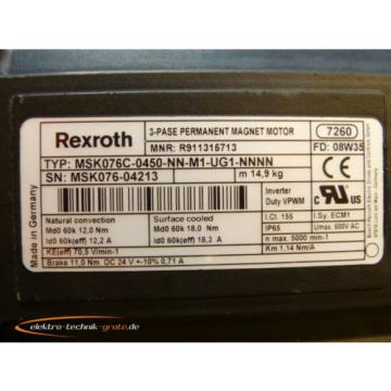 Rexroth MSK076C-0450-NN-M1-UG1-NNNN   3~ Permanent Magnet Motor