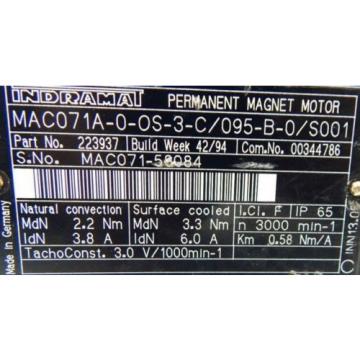 REXROTH INDRAMAT Servomotor MAC071A-0-0S-3-C/095-B-0/S001 -used-