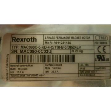 Rexroth Servo 3 Phase Permanent Magnetic Motor MAC090C-0-KD-4-C/110-B-0/D1524LV