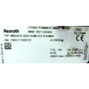 Rexroth MSD201E-FA-M2-LFO-19-A-M401  3Phase Permanent Magnet Motor  -unused-