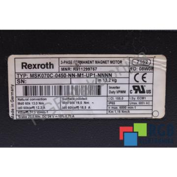 MSK070C-0450-NN-M1-UP1-NNNN R911299757 123A 6000/MIN SERVOMOTOR REXROTH ID14829