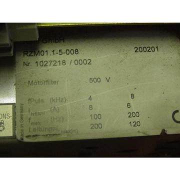 GUARANTEED  INDRAMAT REXROTH RZM011-5-008 200201 PLC MOTOR FILTER UNIT