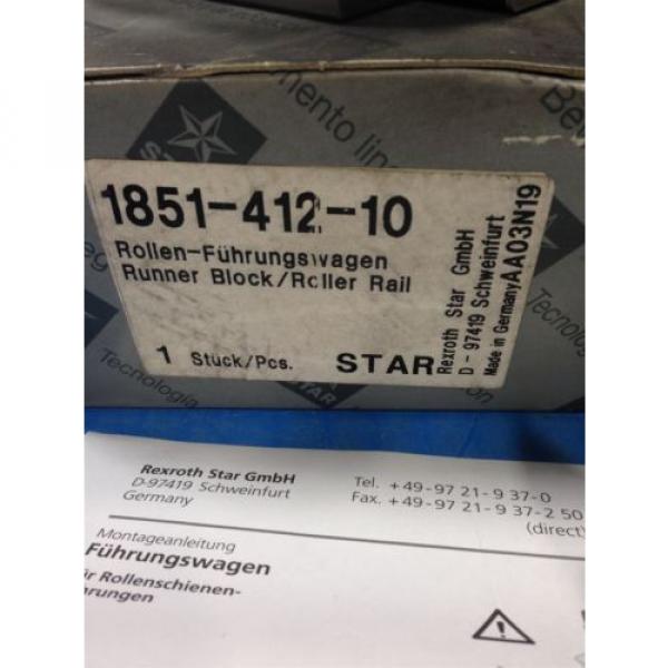 Origin REXROTH 1851-412-10 LINEAR RUNNER BLOCK ROLLER RAIL / D-97419 BEARING U3 #2 image