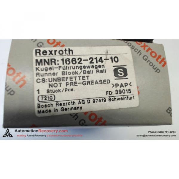 BOSCH REXROTH MNR-1662-214-10 RUNNER BLOCK/BALL RAIL, Origin #3 image