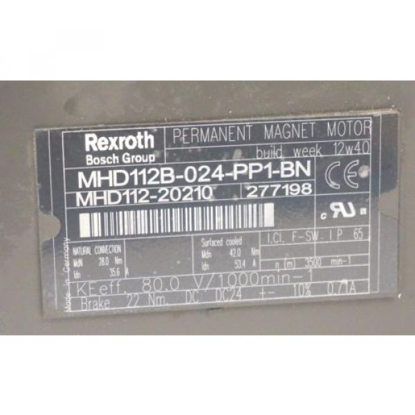 BOSCH REXROTH MHD112B-024-PP1-BN SERVO MOTOR 277198, MHD112-20210 REPAIRED #2 image