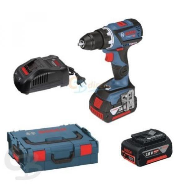 Bosch cordless drill GSR 18 V-60 C 2x 5Ah Li Ion Battery L-Box 06019g1101 #1 image