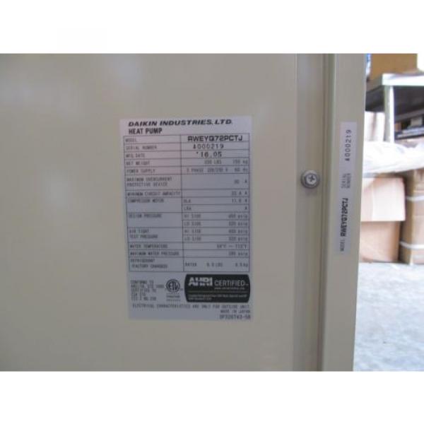 DAIKIN MODEL NUMBER RWEYQ72PCTJ, VRV-IV WATER COOLED HEAT PUMP - RWEYQ SERIES #2 image