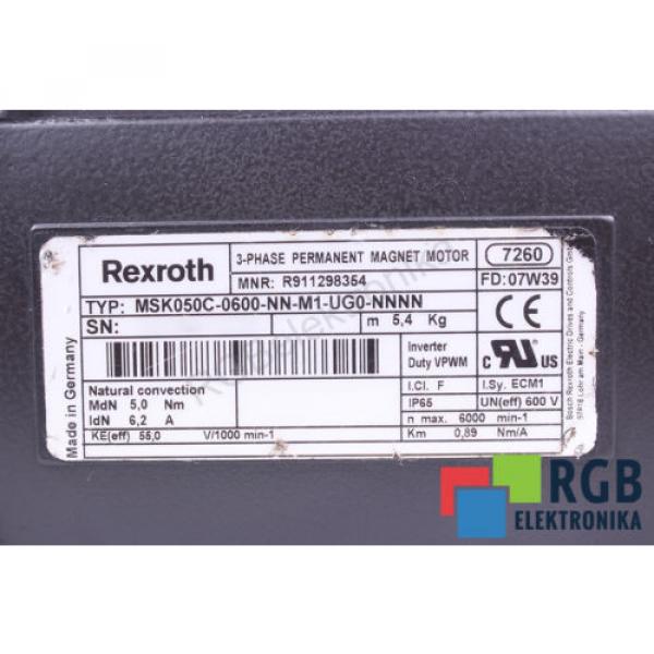 SERVOMOTOR MSK050C-0600-NN-M1-UG0-NNNN R911298354 6000MIN-1 REXROTH ID35501 #7 image