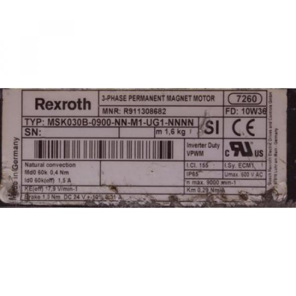 MSK030B-0900-NN-M1-UG1-NNNN SERVOMOTOR REXROTH ID5092 #3 image