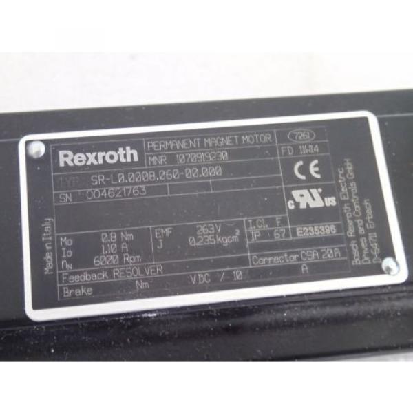 Origin BOSCH REXROTH MNR 1070919230 SR-L00008060-00000 PERMANENT SERVO MOTOR #3 image