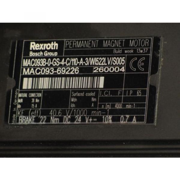 REXROTH BOSCH TYP: MAC093B-0-GS-4-C/110-A-3/W1522LV/S005 AC SERVO MOTOR -Origin- #8 image