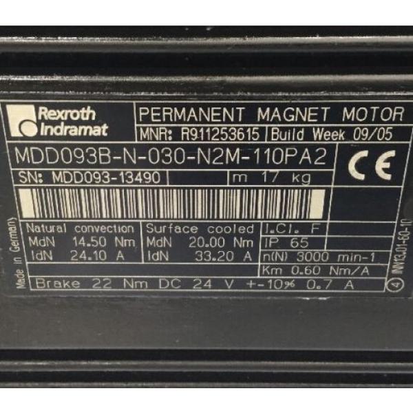 REXROTH-INDRAMAT Perm-Magnt-Motor // MDD093B-N-030-N2M-110PA2 #4 image