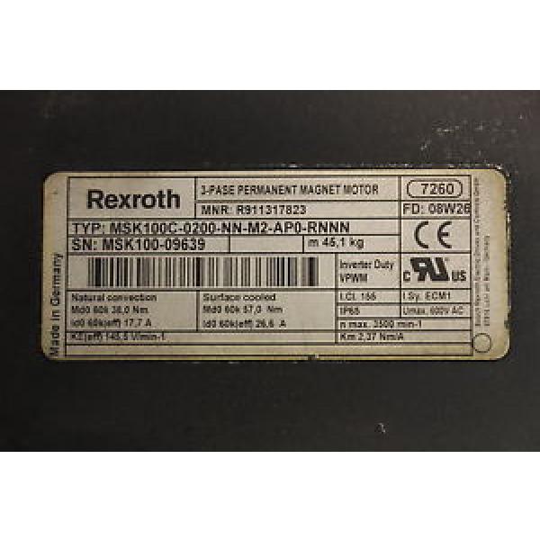 INDRAMAT REXROTH BOSCH IndraDyn MOTOR moteur servo MSK100C-0200-NN-M2-AP0-RNNN #1 image