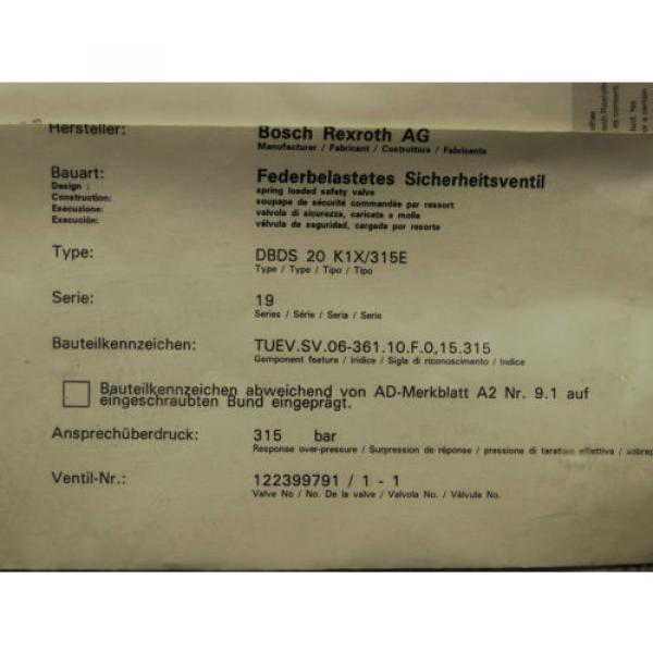 Origin    Rexroth Bosch valve ventil R900424269 / DBDS 20 K1X/315E Invoice #4 image